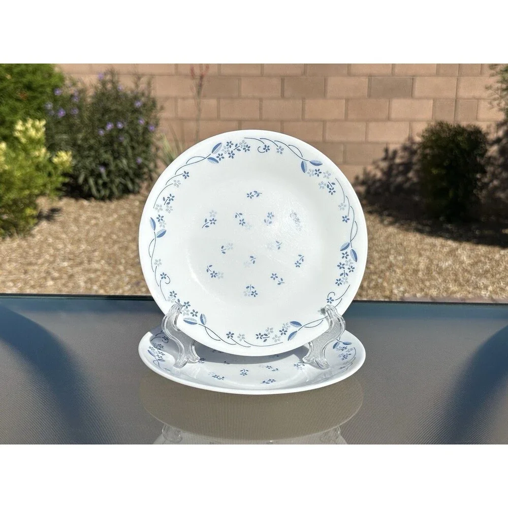 Corelle Provincial Blue 6 3/4 Inch Bread or Dessert Plates Blue Flowers Set of 5
